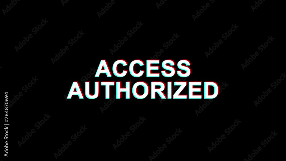 Aufkleber access authorized glitch text abstract vintage twitched 4k loop motion animation . black old retro d