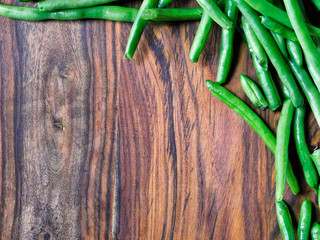 Green beans framing upper right corner