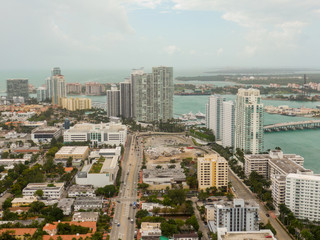 Fototapeta na wymiar Aerial Miami Beach developing city scene