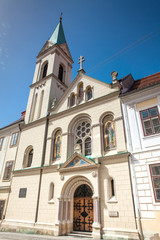 Fototapeta na wymiar Facade of the historic Greek Catholic Co-cathedral of Saints Cyril and Methodius built on 1681 at upper town in Zagreb
