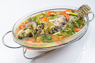 Fried Steamed Sea Perch in Lime Soup Sauce