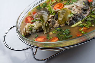 Fried Steamed Sea Perch in Lime Soup Sauce