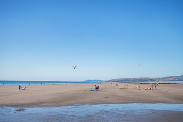 Fototapeta na wymiar Ynyslas Beach At Bright Summer Day