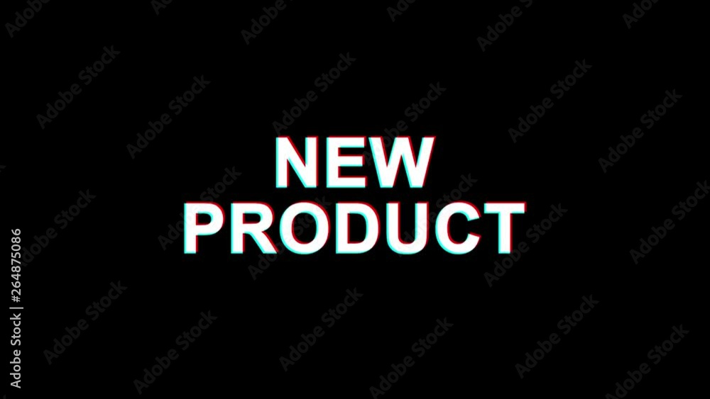 Poster new product glitch text abstract vintage twitched 4k loop motion animation . black old retro digital