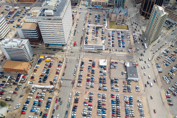 Fototapeta premium Aerial photo Downtown Denver CO and State Capitol area city landscape