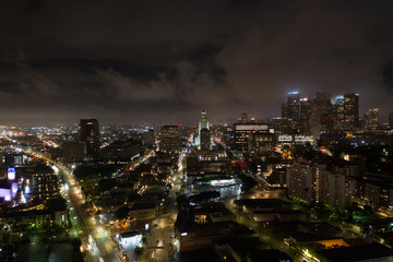 Fototapeta premium Aerial photo of Downtown Los Angeles CA at night