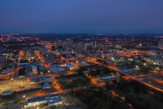 Jackson Mississippi USA night city photo aerial view