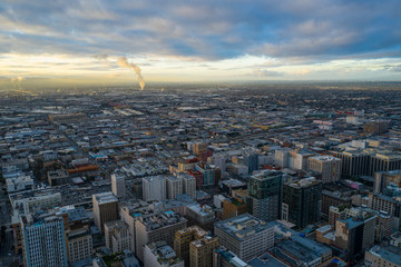 Aerial drone photo Downtown Los Angeles cityscape