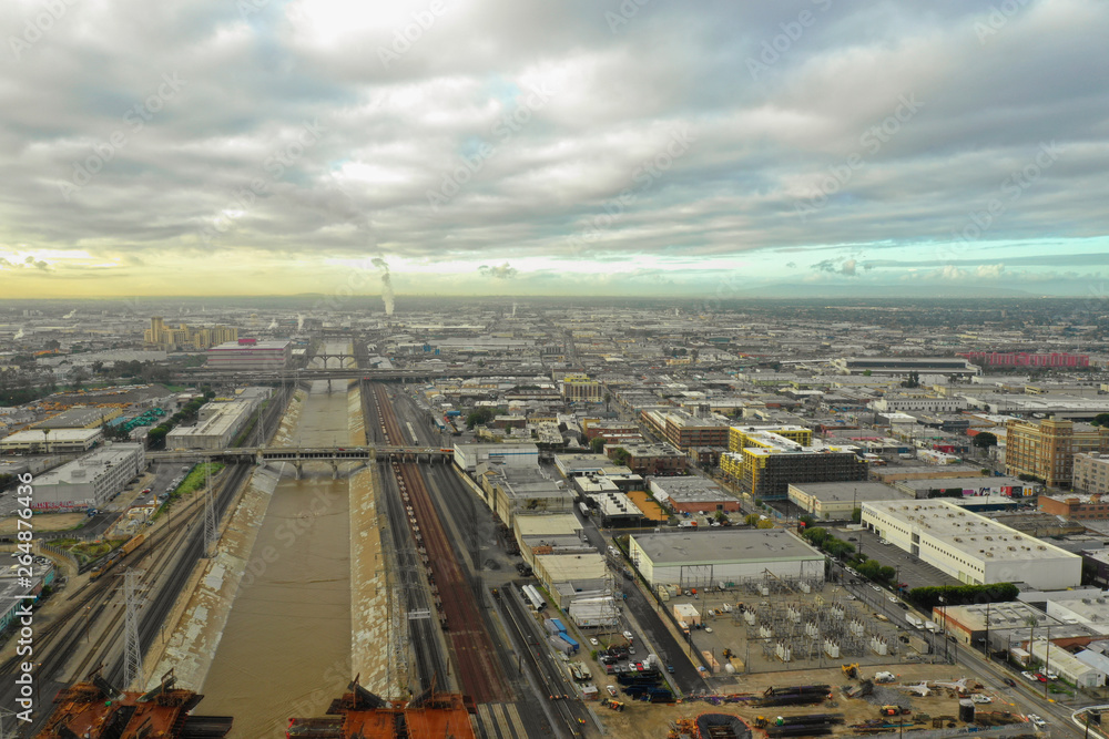 Wall mural Aerial image LA River Los Angeles CA