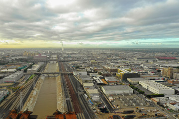Fototapeta na wymiar Aerial image LA River Los Angeles CA