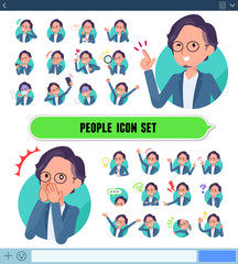 flat type blue suit Glasses man_icon