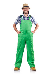 Young farmer isolated on white background