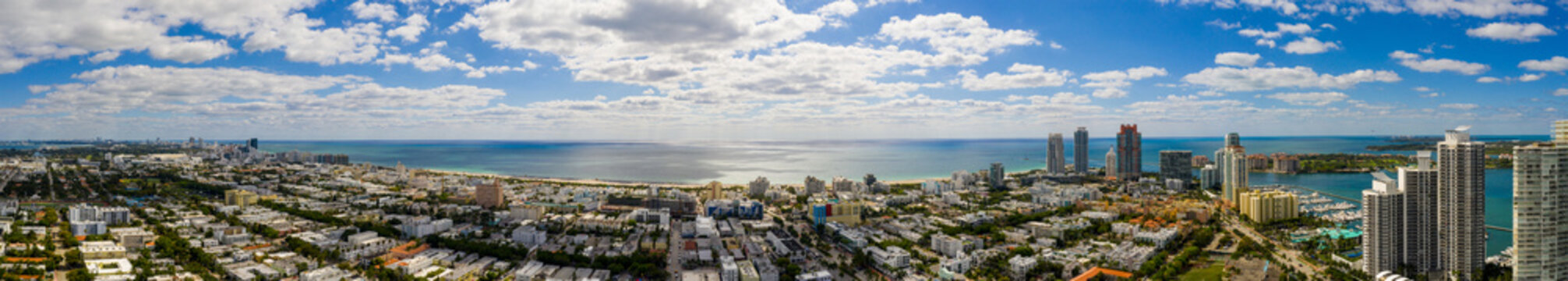 Aerial colorful summer panorama Miami Beach FL image