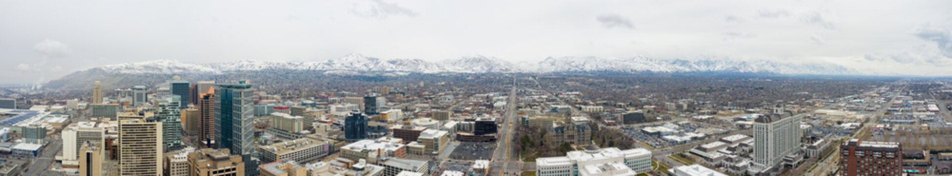 Aerial drone panorama image Salt Lake City Utah