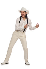 Man in funny concept isolated on white