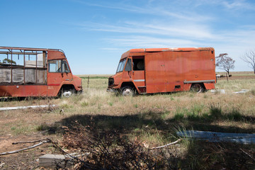 Abandoned buses on a farm in Rockbank