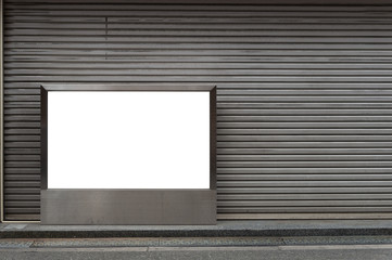 Large blank billboard on a street wall, banners with room to add your own text