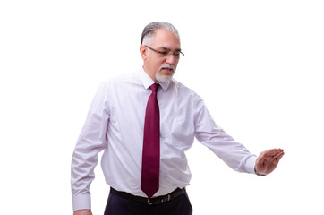 Aged businessman employee isolated on white 
