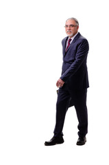 Aged businessman employee isolated on white 