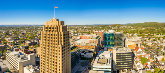 Aerial panorama of Allentown, Pennsylvania skyline