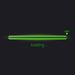 Fototapeta na wymiar Green progress loading bar vector illustration, technology concept