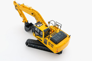 Yellow Excavator loader   on  a white background,Top view