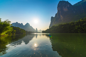 Lijiang river of sunrise.The landscape of near guilin, yangshuo county, guangxi, China © 一飞 黄