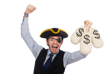 Businessman pirate isolated on white background
