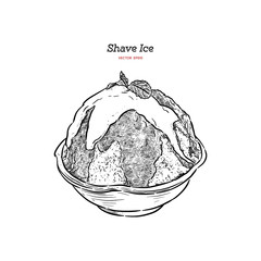 Strawberry Shave ice, hand draw sketch vector.