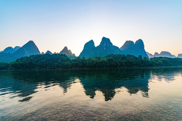 Landscape jiatianxia guilin, lijiang river  in the morning.The landscape of near guilin, yangshuo county, guangxi, China