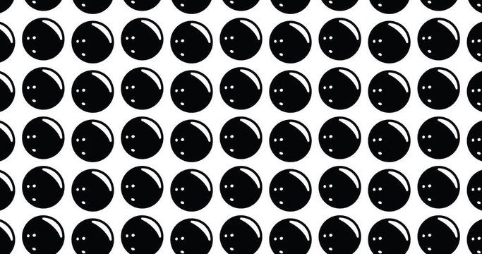 Bowling balls background clip motion backdrop video in a seamless repeating loop.  Black and white sports themed baseball icon pattern background high definition motion video clip - Powered by Adobe