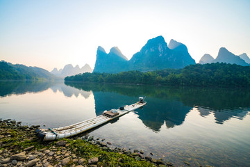 Landscape jiatianxia guilin, lijiang river  in the morning.The landscape of near guilin, yangshuo...