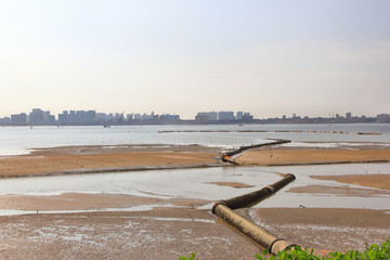 Urban sewage pipeline on the sea