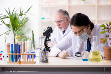 Two chemists working in the lab