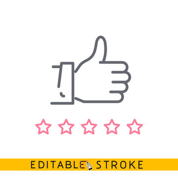 Review Like Icon. Easy Editable Stroke Line Vector.