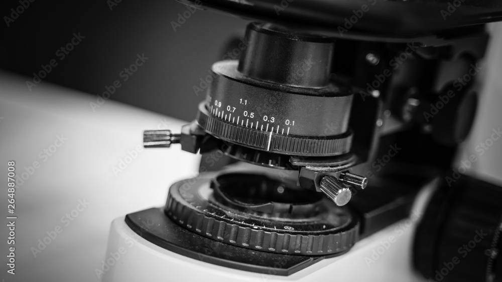 Poster digital microscope in microbiological science laboratory