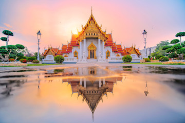 Marble Temple of Bangkok, Thailand. The famous marble temple Benchamabophit.