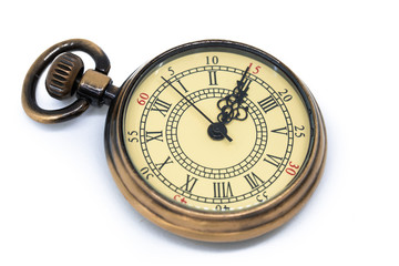 Vintage Watch Necklace Isolated On A White Background