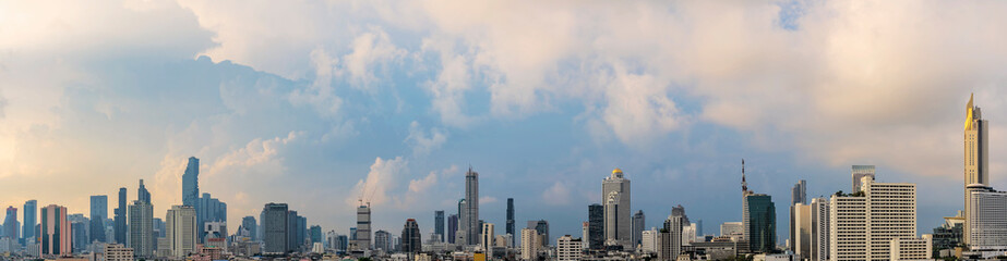 Fototapeta premium Panorama concept, High-rise and large urban buildings in Bangkok.