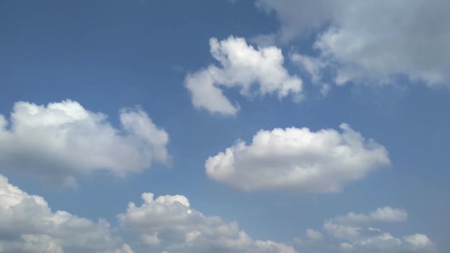 Time lapse,Slow motion fluffy clouds moving on blue sky background