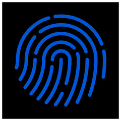 Blue fingerprint on black background,vector