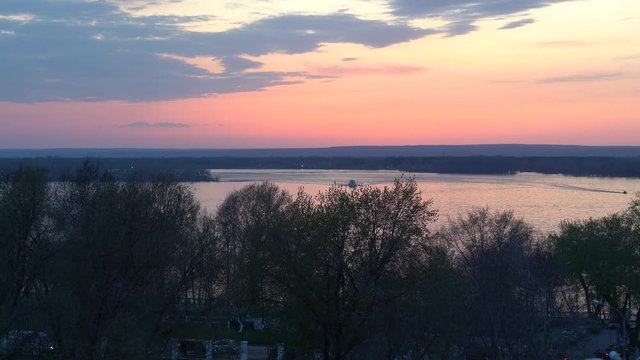 Beautiful sunset on the big rive