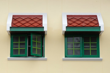 green wooden window . Thailand traditional style