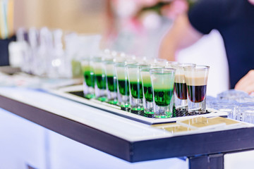 alcohol at celebrations in glasses and buffets