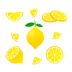 Lemon. Yellow lemon vector illustration isolated on white background.