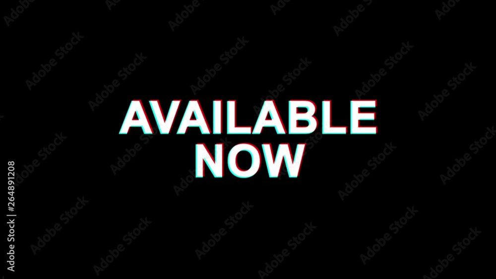Poster available now glitch text abstract vintage twitched 4k loop motion animation . black old retro digit