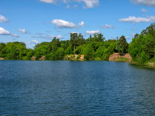 Fototapeta premium lake inside yuri gagarin park at chelyabinsk russia
