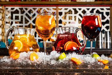 summer lemonades in the glasses