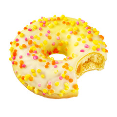 Yellow donut isolated on white