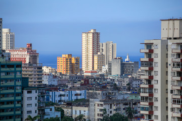 Fototapeta na wymiar High Rise buildings Vedado Havana Cuba on a sunny day